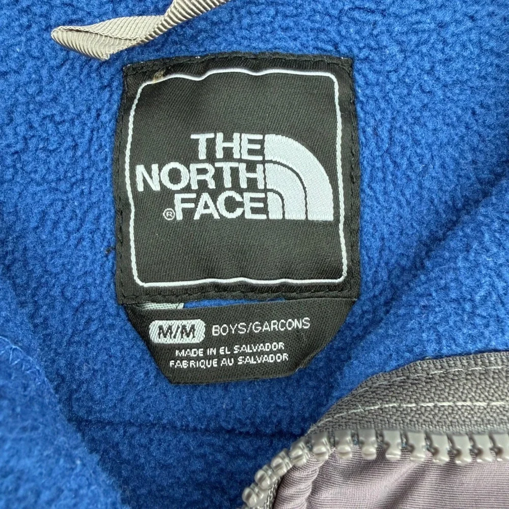 The North Face Boys Medium Fleece Jacket Size Medium Blue Grey Zip‎ Up Polartec